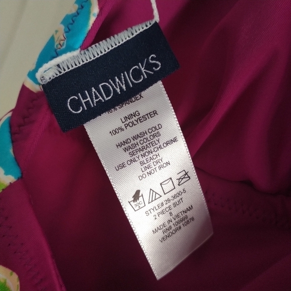 Chadwick's Floral Two Piece Tankini Skirted Bathing Suit 8 - Picture 8 of 12